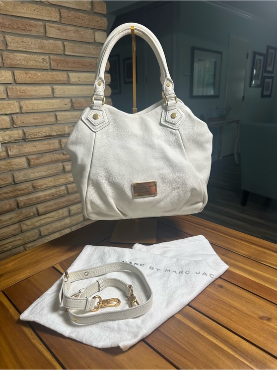 Marc By Marc Jacobs Handbags - Marc by Marc Jacobs Classic Q Fran White Pebbled Leather with Gold Hardware Hobo